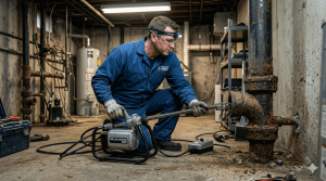 דוגמא של פתיחת סתימות ביוב בשיטת כרסום יבש