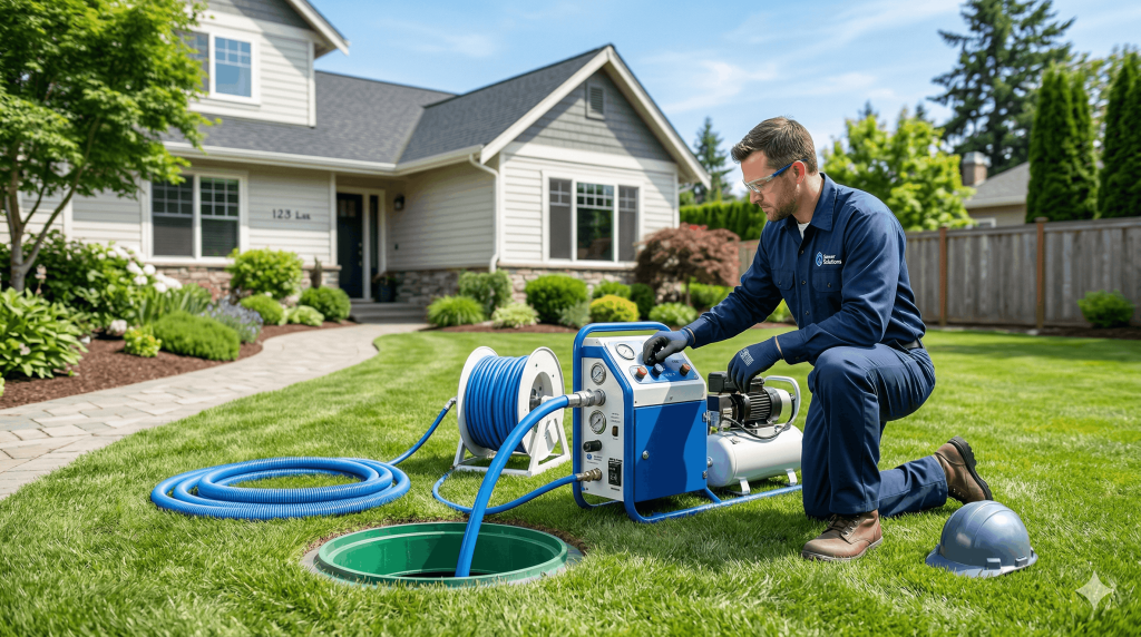 אינסטלטור מבצע בדיקה של הביוב