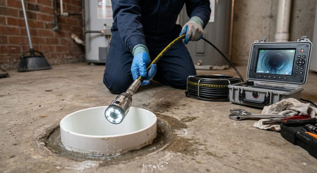 בדיקת ביוב עם מצלמת CCTV לאיתור בעיות בצנרת