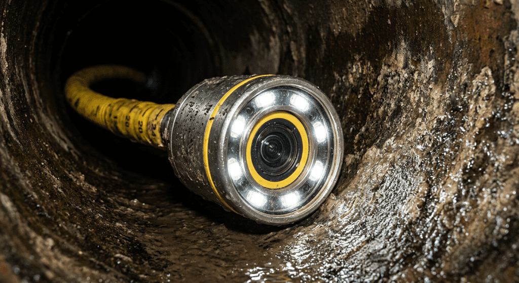 מצלמת CCTV לאיתור סתימות בתוך צנרת ביוב