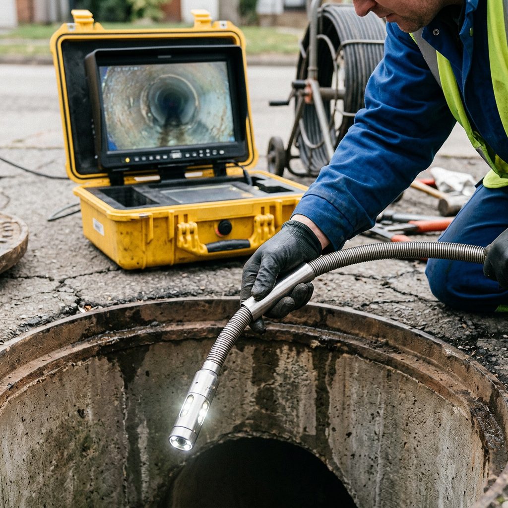 צילום צנרת ביוב במצלמת CCTV – אבחון מקצועי לפני פתיחת סתימות