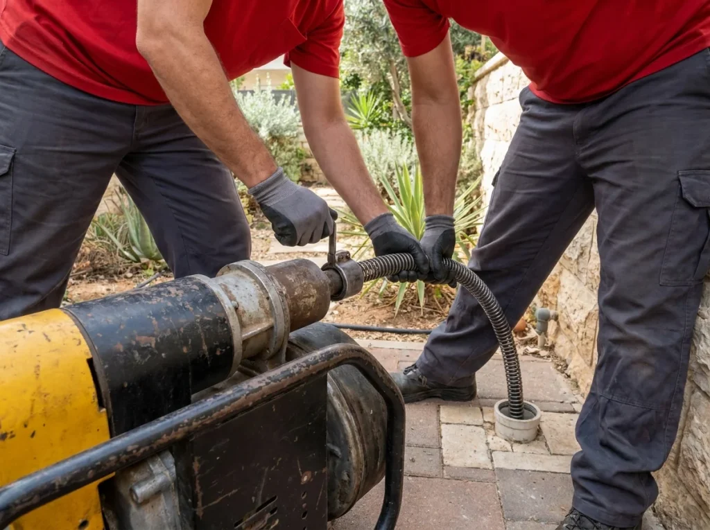 פתיחת סתימת ביוב בצנרת ראשית עם ציוד מקצועי מתקדם